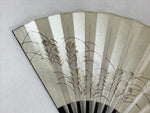 Japanese Folding Fan Sensu Vtg Lacquer Bamboo Frame Beige Nadeshiko Flower 4D742