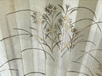 Japanese Folding Fan Sensu Vtg Lacquer Bamboo Frame Beige Nadeshiko Flower 4D742