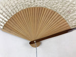 Japanese Folding Fan Sensu Vtg Lacquer Bamboo Frame Cream Green Grass 4D740