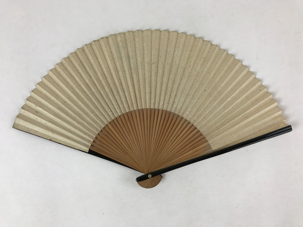Japanese Folding Fan Sensu Vtg Lacquer Bamboo Frame Nadeshiko Flower 4D744