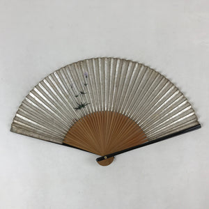 Japanese Folding Fan Sensu Vtg Lacquer Bamboo Frame Nadeshiko Flower 4D744