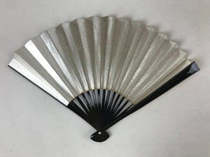 Japanese Folding Fan Sensu Vtg Lacquered Bamboo Frame Gold Silver Foil 4D767