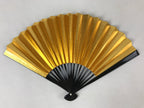Japanese Folding Fan Sensu Vtg Lacquered Bamboo Frame Gold Silver Foil 4D768