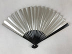 Japanese Folding Fan Sensu Vtg Lacquered Bamboo Frame Gold Silver Foil 4D768