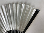 Japanese Folding Fan Sensu Vtg Lacquered Bamboo Frame Gold Silver Foil 4D768