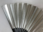Japanese Folding Fan Sensu Vtg Lacquered Bamboo Frame Gold Silver Foil 4D768