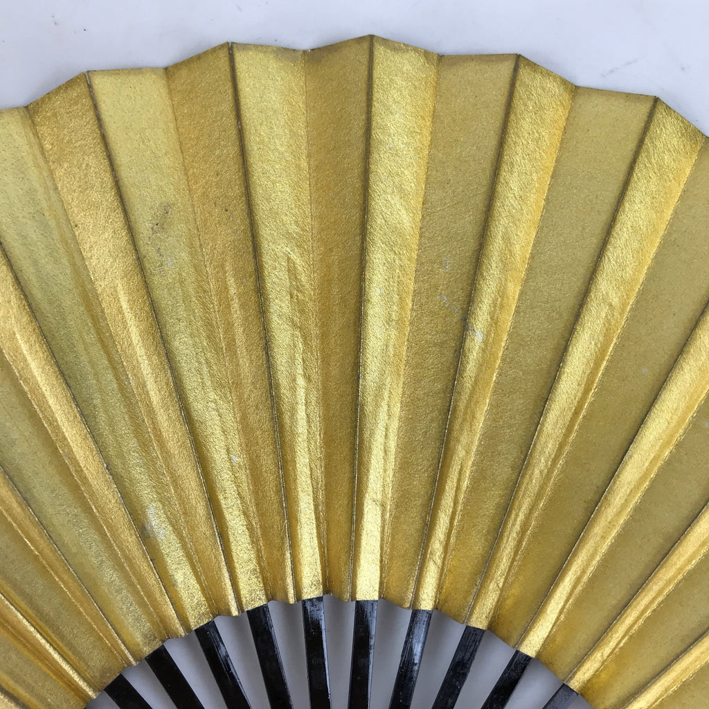 Japanese Folding Fan Sensu Vtg Lacquered Bamboo Frame Gold Silver Foil 4D805