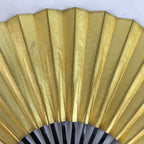 Japanese Folding Fan Sensu Vtg Lacquered Bamboo Frame Gold Silver Foil 4D805