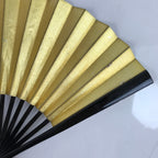 Japanese Folding Fan Sensu Vtg Lacquered Bamboo Frame Gold Silver Foil 4D805