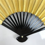 Japanese Folding Fan Sensu Vtg Lacquered Bamboo Frame Gold Silver Foil 4D805