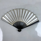 Japanese Folding Fan Sensu Vtg Lacquered Bamboo Frame Gold Silver Foil 4D805