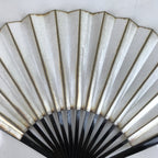 Japanese Folding Fan Sensu Vtg Lacquered Bamboo Frame Gold Silver Foil 4D805