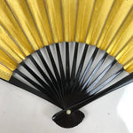 Japanese Folding Fan Sensu Vtg Lacquered Bamboo Frame Gold Silver Formal 4D822