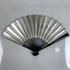 Japanese Folding Fan Sensu Vtg Lacquered Bamboo Frame Gold Silver Formal 4D822