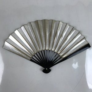 Japanese Folding Fan Sensu Vtg Lacquered Bamboo Frame Gold Silver Formal 4D822