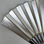 Japanese Folding Fan Sensu Vtg Lacquered Bamboo Frame Gold Silver Formal 4D822