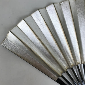 Japanese Folding Fan Sensu Vtg Lacquered Bamboo Frame Gold Silver Formal 4D822