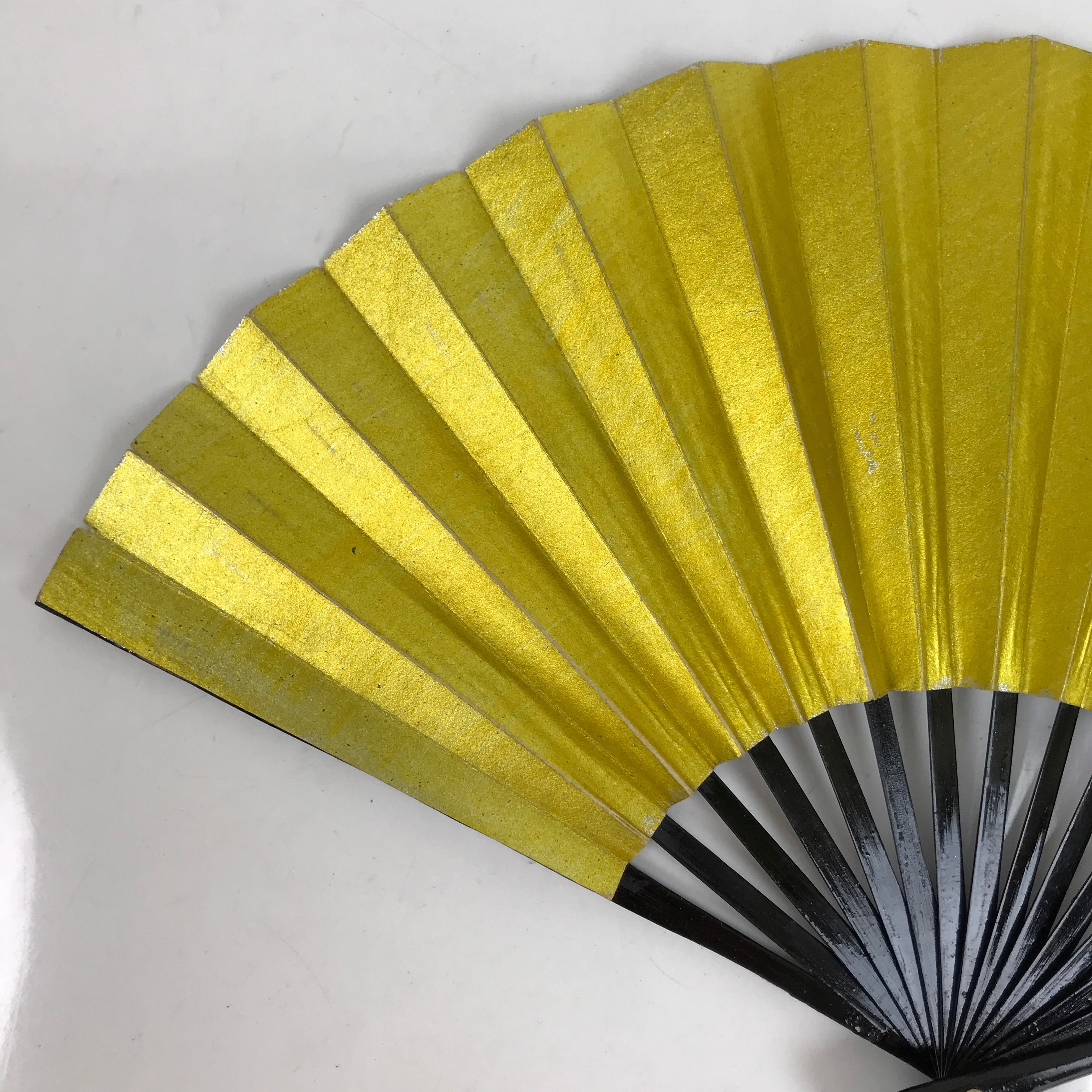 Japanese Folding Fan Sensu Vtg Lacquered Bamboo Frame Gold Silver Formal 4D859