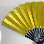 Japanese Folding Fan Sensu Vtg Lacquered Bamboo Frame Gold Silver Formal 4D859