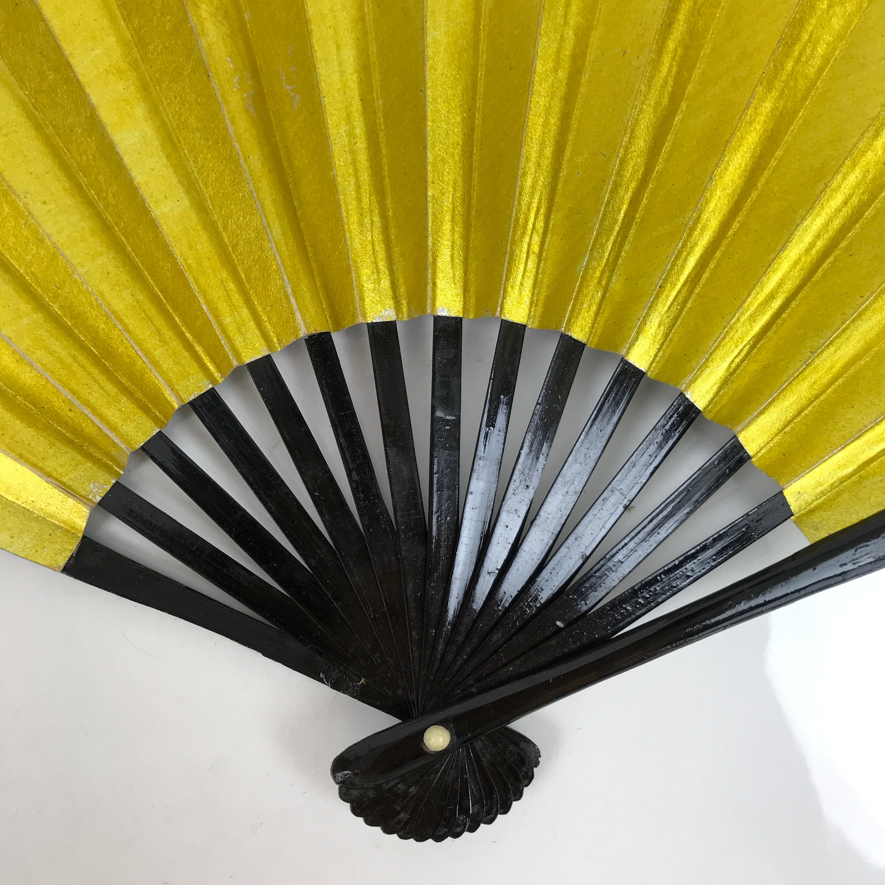 Japanese Folding Fan Sensu Vtg Lacquered Bamboo Frame Gold Silver Formal 4D859