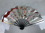Japanese Folding Fan Shimaisen Sensu Vtg Bamboo Frame Gold Silver Flowers 4D792