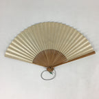 Japanese Folding Fan Vtg Sensu Bamboo Frame Silver Paper Birds 4D620