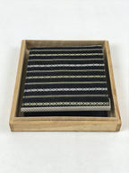 Japanese Folding Wallet Coin Purse Vtg Black Leather Fabric Hakata-Ori JK617