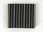 Japanese Folding Wallet Coin Purse Vtg Black Leather Fabric Hakata-Ori JK617