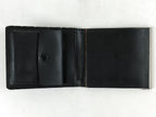 Japanese Folding Wallet Coin Purse Vtg Black Leather Fabric Hakata-Ori JK617