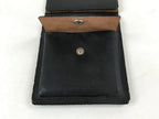Japanese Folding Wallet Coin Purse Vtg Black Leather Fabric Hakata-Ori JK617