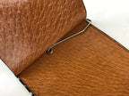 Japanese Folding Wallet Coin Purse Vtg Black Leather Fabric Hakata-Ori JK617