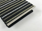Japanese Folding Wallet Coin Purse Vtg Black Leather Fabric Hakata-Ori JK617