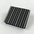 Japanese Folding Wallet Coin Purse Vtg Black Leather Fabric Hakata-Ori JK617