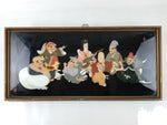 Japanese Framed 7 Lucky Gods Artwork Vtg Enamel Ebisu Daikoku Hotei Jurojin FR27