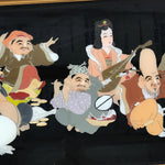 Japanese Framed 7 Lucky Gods Artwork Vtg Enamel Ebisu Daikoku Hotei Jurojin FR27