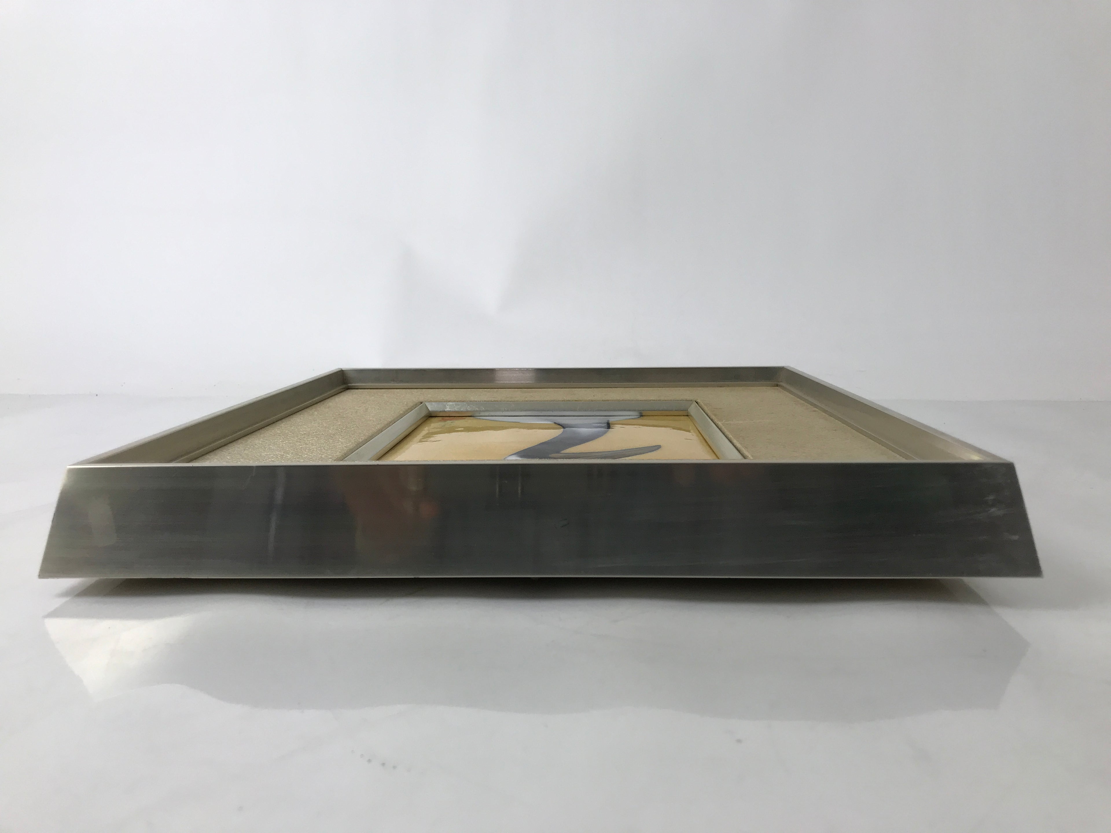 Japanese Framed Artwork Vtg Red-Crowned Crane Cloisonne Shippo Metal Silk FR29