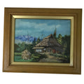 Japanese Framed Artwork Vtg Traditional House Kominka Mountain Acrylic FR31