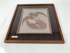 Japanese Framed Ise Katagami Kimono Stencil Vtg Tsuru Crane Minogame Turtle FR33
