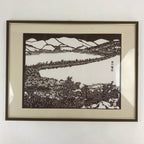 Japanese Framed Katagami Vtg Kimono Stencil Amanohashidate Kyoto Vista FR18