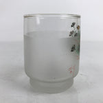 Japanese Frosted Glass Teacup Vtg Black Gold Nadeshiko Flower Yunomi TC445