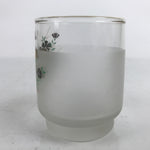 Japanese Frosted Glass Teacup Vtg Black Gold Nadeshiko Flower Yunomi TC445