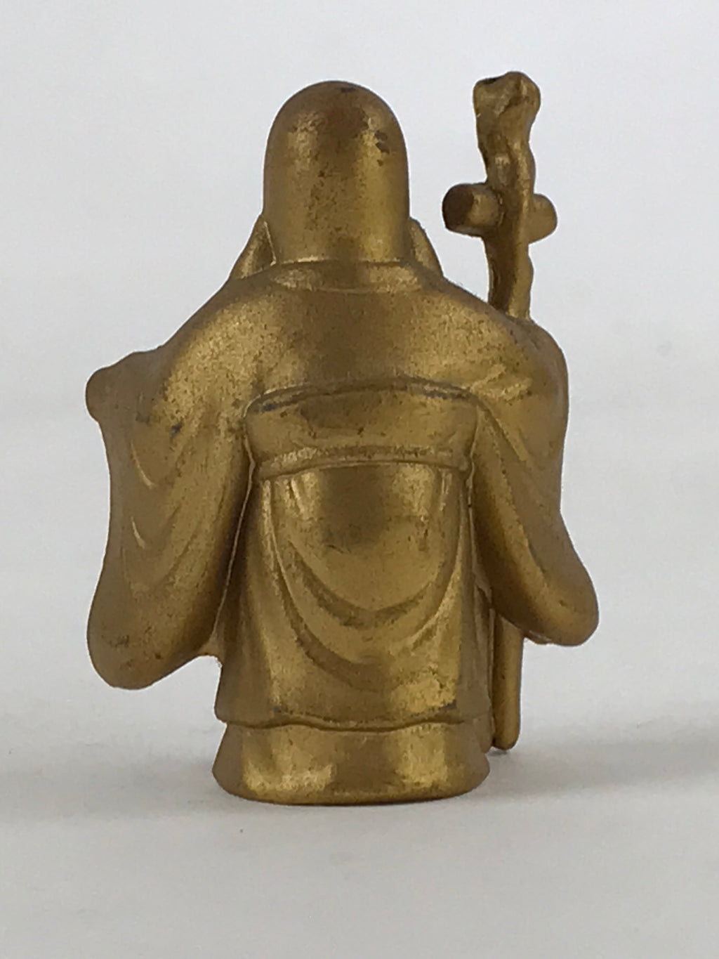Japanese Fukurokuju God Figurine Vtg 7 Luck God Metal Statue Gold BD931
