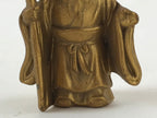 Japanese Fukurokuju God Figurine Vtg 7 Luck God Metal Statue Gold BD931