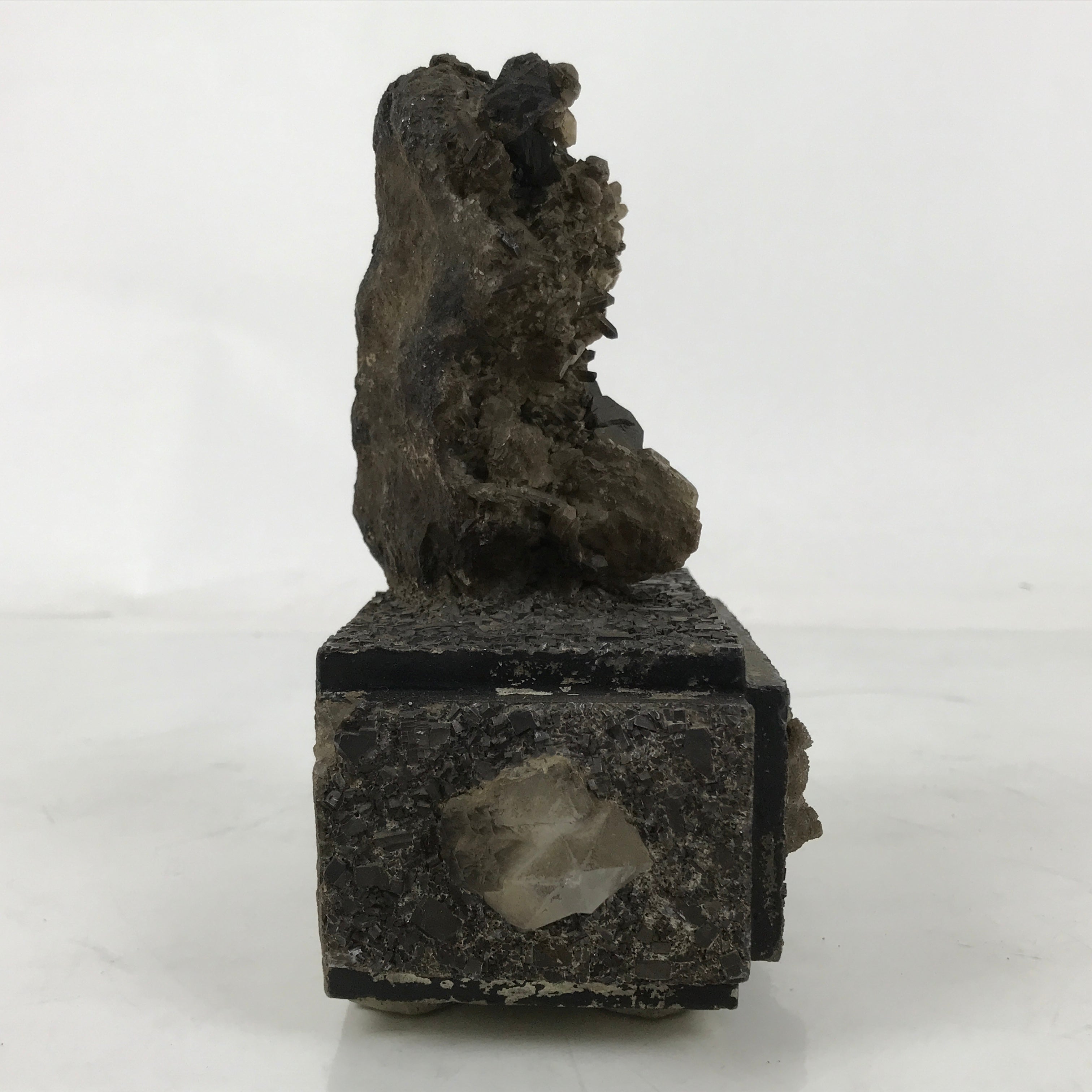 Japanese Galena Quartz Crystal Viewing Stone Zen Buddhist Suiseki Statue JK851