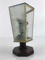 Japanese Geisha Figurine Vtg Purple Kimono Birds Glass Case Display ST17