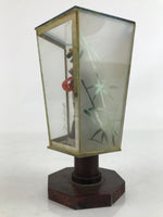 Japanese Geisha Figurine Vtg Purple Kimono Birds Glass Case Display ST17