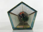 Japanese Geisha Figurine Vtg Purple Kimono Birds Glass Case Display ST17