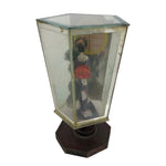 Japanese Geisha Figurine Vtg Purple Kimono Birds Glass Case Display ST17