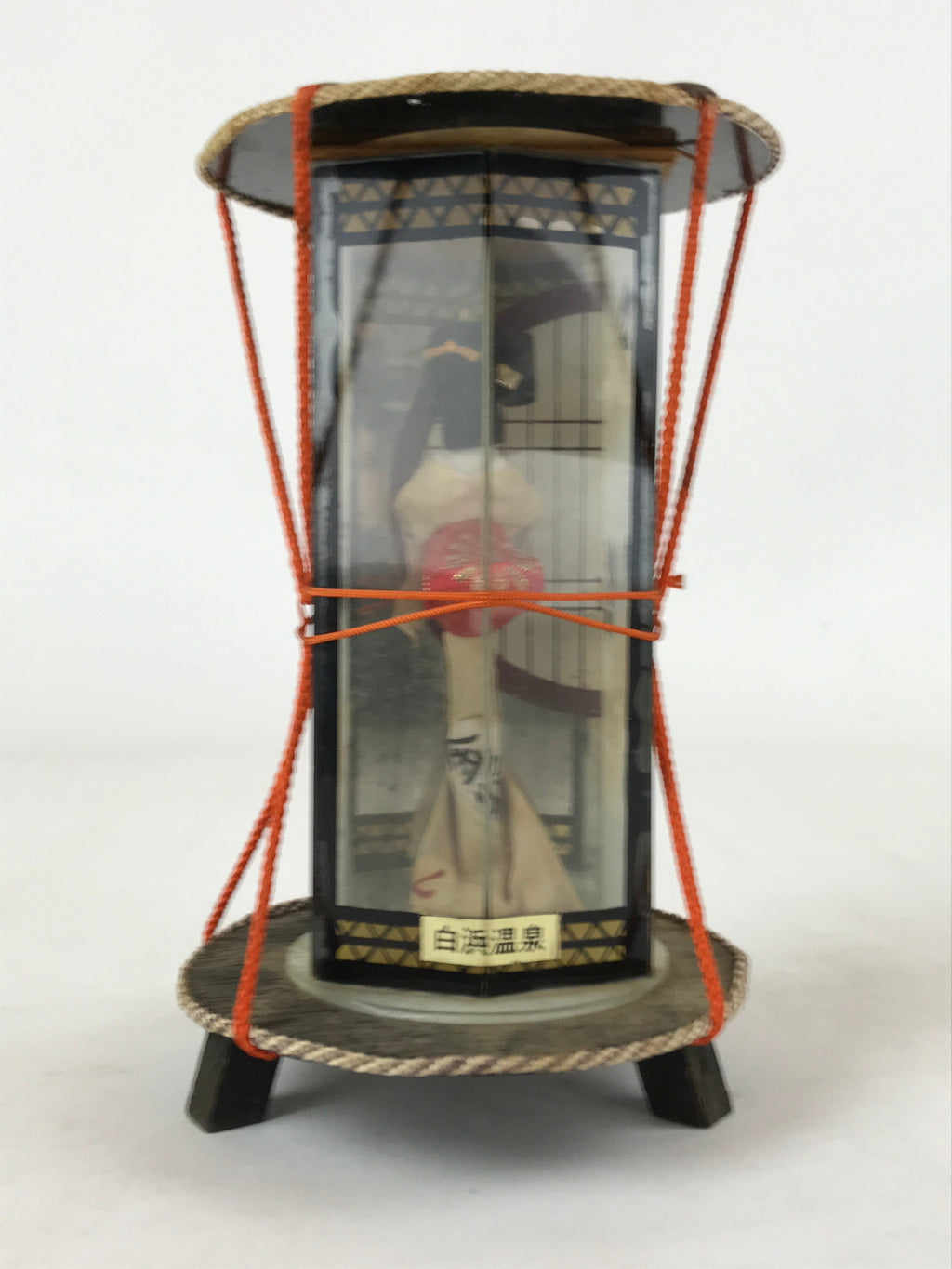 Japanese Geisha Kimono Woman Doll Glass Case Display Vtg Ningyo Figurine BD956