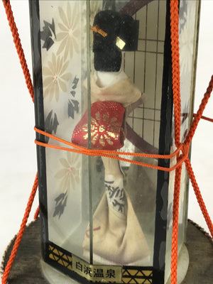 Japanese Geisha Kimono Woman Doll Glass Case Display Vtg Ningyo Figurine BD956